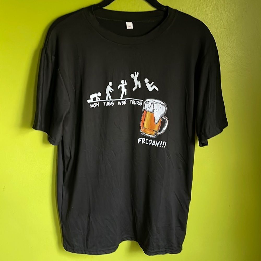 NWOT Black Stretchy Beer Party Weekend Short Sleeve Tee Shirt Size 2XL